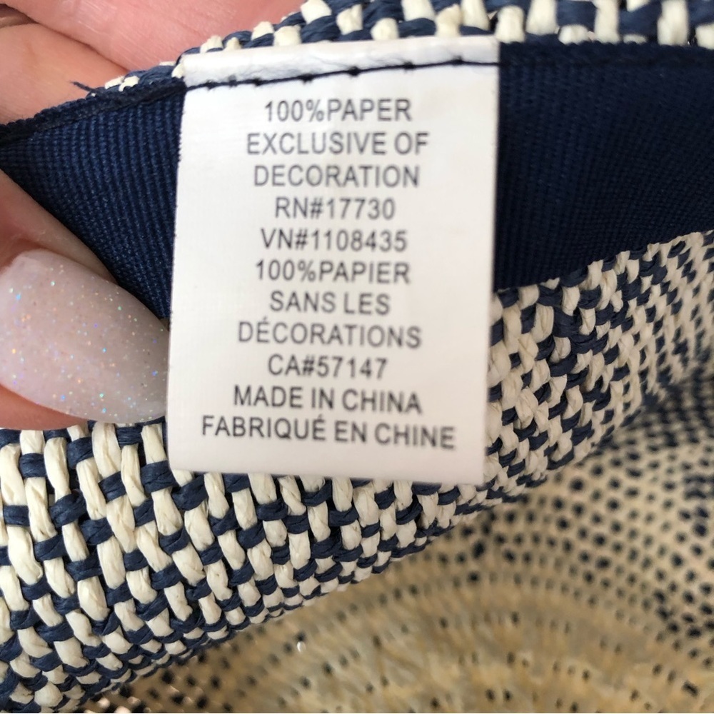 unbranded sun hat cool indigo and cream ombré effect raffia wrap around one sz. - Picture 6 of 7